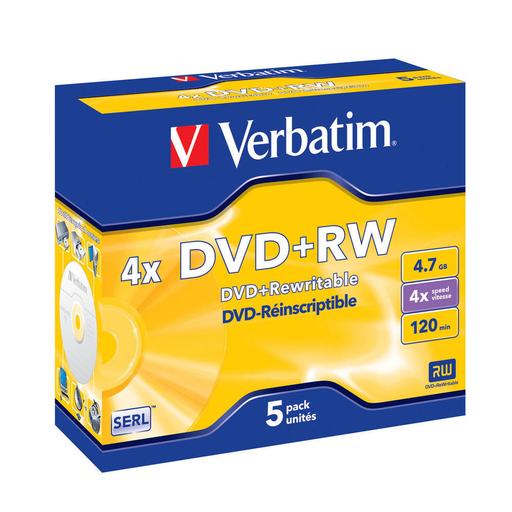 VERBATIM DVD+RW 4x 5pk Jewel case