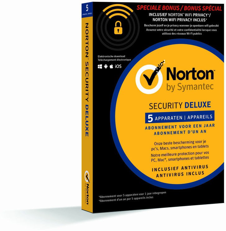 NORTON Security Deluxe Wifi 1 jaar / 5 PC