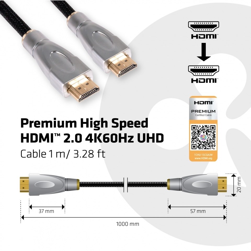 CLUB 3D 1m HDMI 2.0 4K60Hz UHD Cable 2