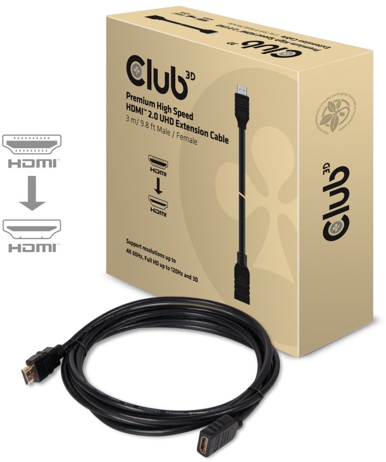 CLUB 3D 3m HDMI 2.0 4K60Hz Extension Cable