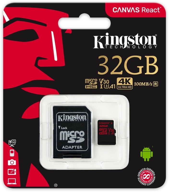 KINGSTON 32GB Micro SDHC Canvas React 3