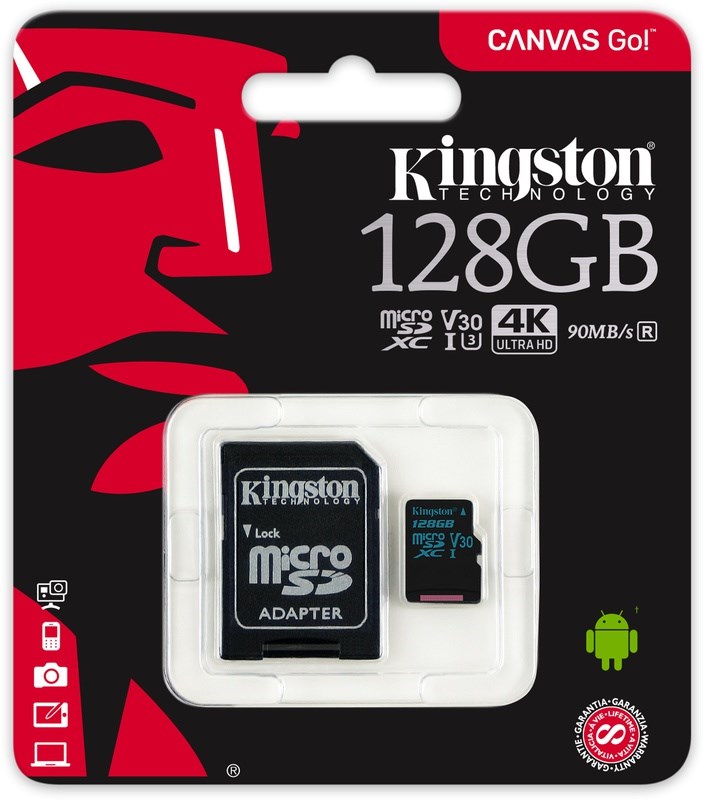 KINGSTON 128GB Canvas Go MicroSDXC UHS-I U3 3