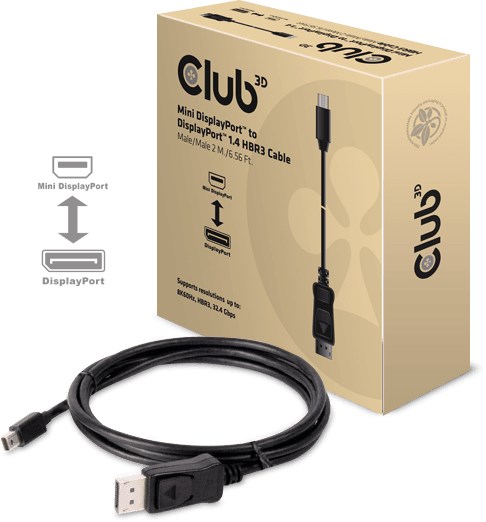 CLUB3D Mini DisplayPort naar DisplayPort 1.4 2m HBR3 8K60Hz