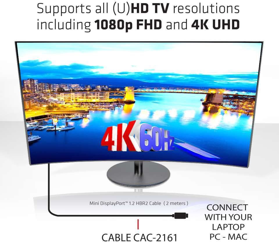 CLUB3D Mini DisplayPort 1.2 HBR2 Cable M/M 2m 4K60Hz 3