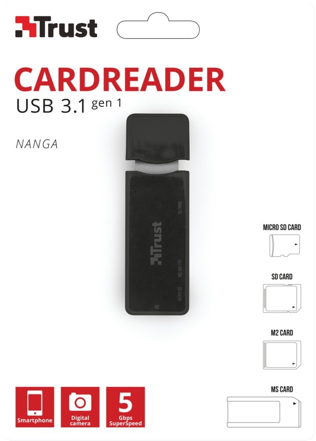 TRUST NANGA kaartlezer USB 3.1 Type-A 3