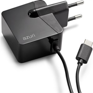 AZURI thuislader USB type C - fix cable - 2.4amp - 1.2m - zwart 
