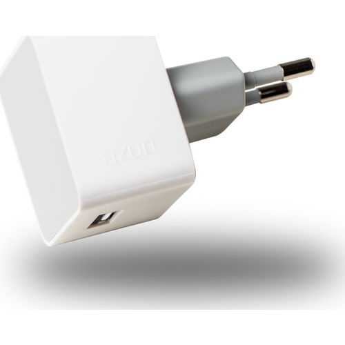 AZURI 100-240V home charger square - 1 USB port - wit - 2.4Amp 2
