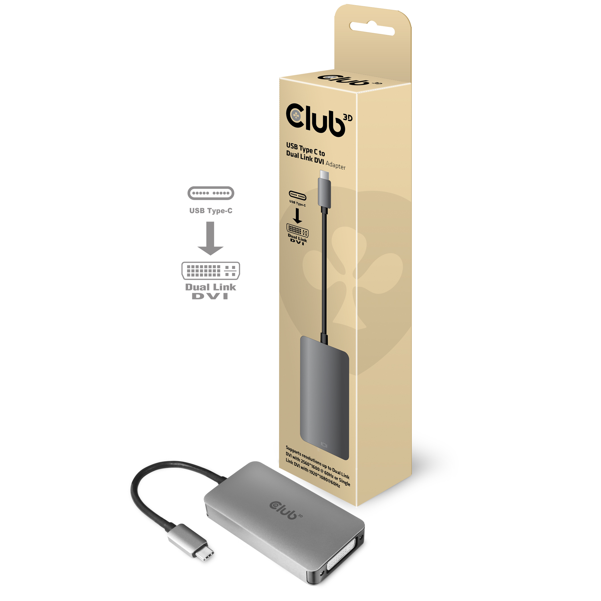 CLUB3D cac-1510 USB-C naar DVI-D Dual link