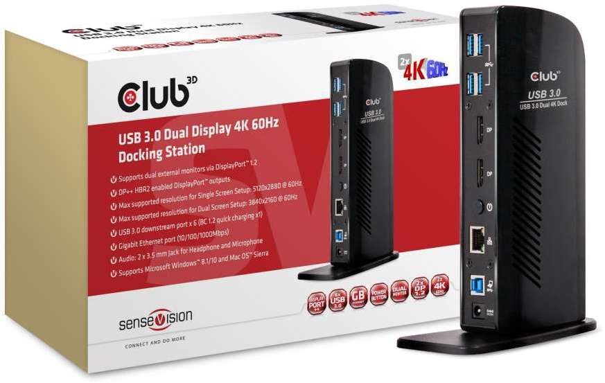 CLUB3D SenseVision Club 3S USB 3.0 Dual Display 4K60Hz