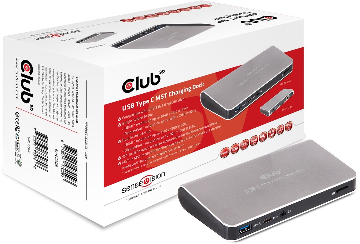 CLUB3D SenseVision USB Type C MST Charging Dock