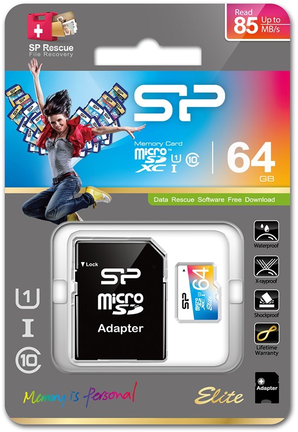 SILICON POWER  Elite MicroSDXC UHS-I 64GB + Adapter