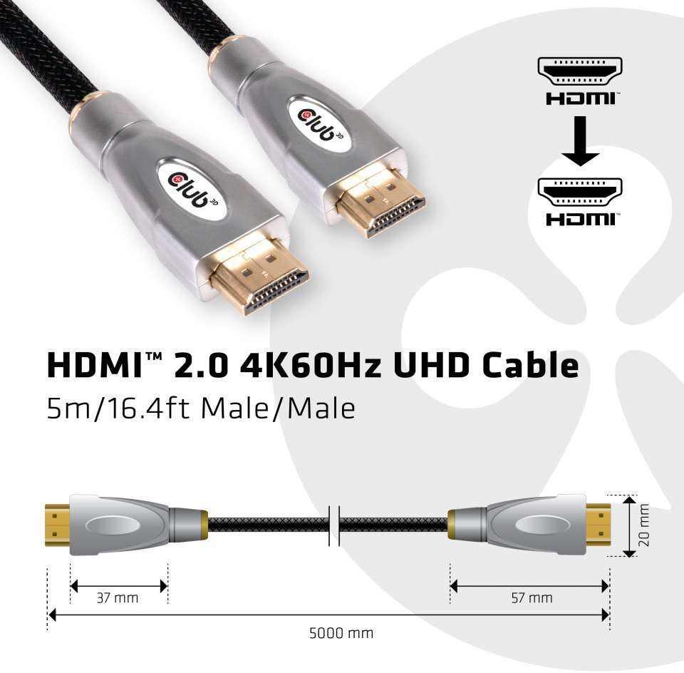 CLUB 3D 5m HDMI 2.0 4K60Hz UHD Cable 2