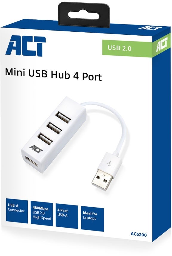 ACT USB Hub 2.0, 4x USB-A, min 3