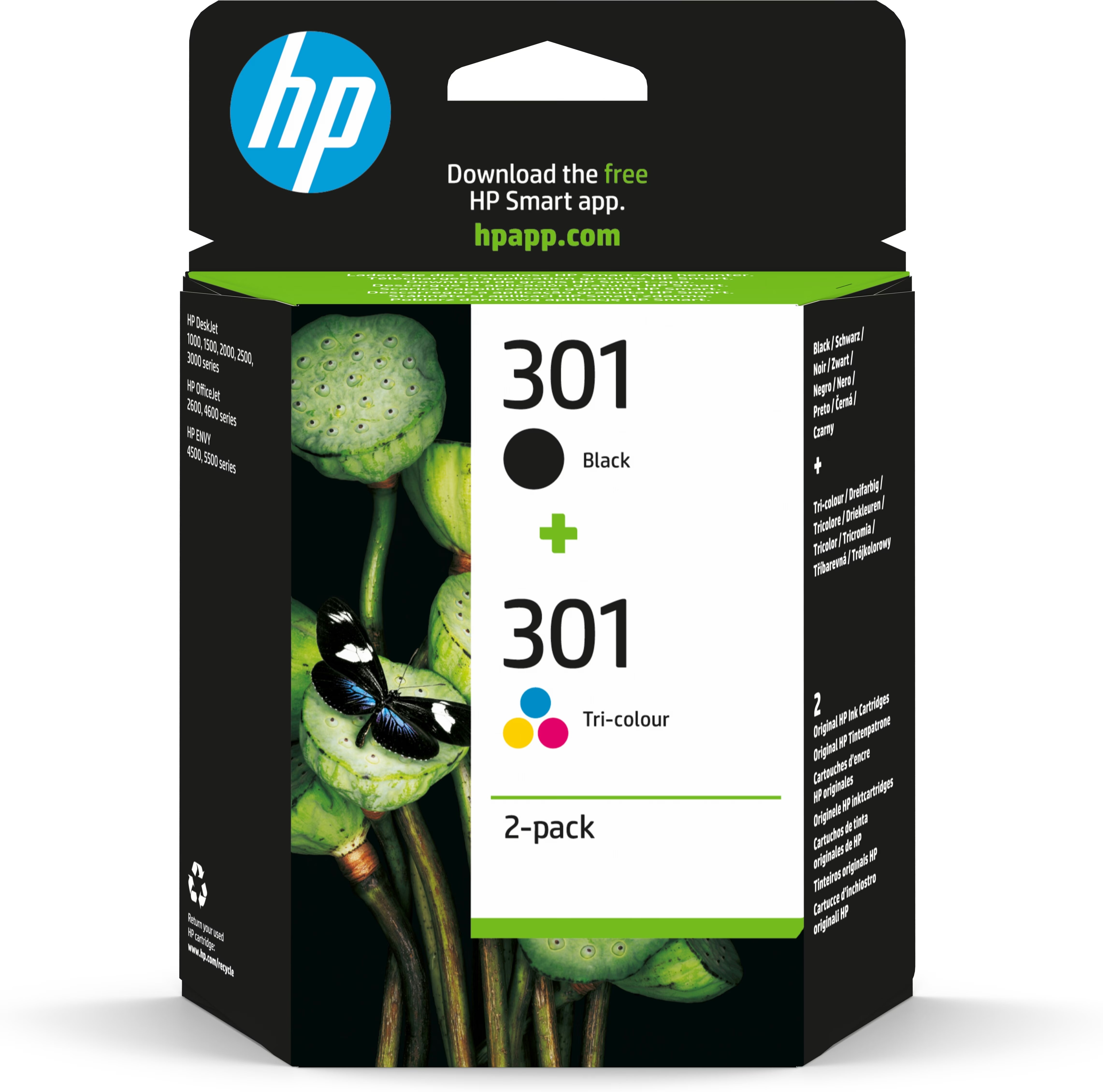 HP 301  zwarte/drie-kleuren inktcartridges, 2-pack 3