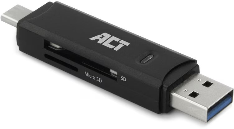 ACT card reader SD en MicroUSB USB Type-A en Type-C 3.0 4