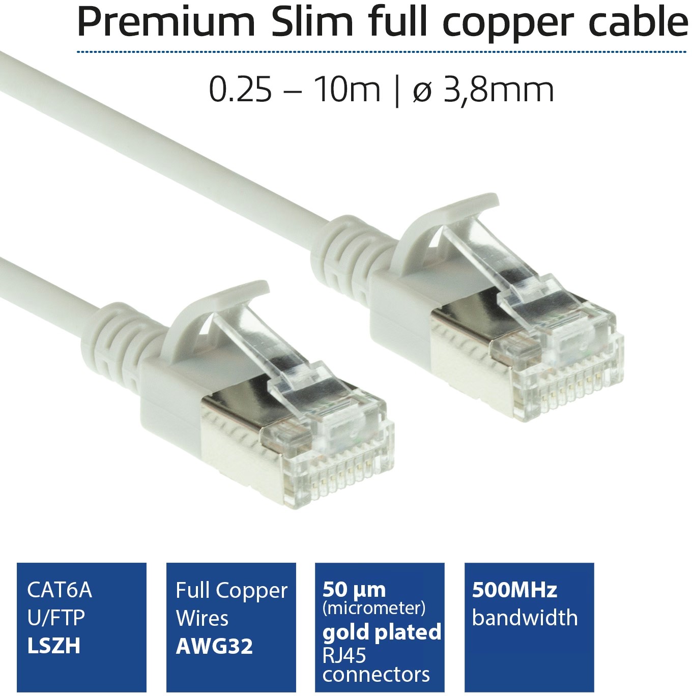 ACT 5m CAT6A Grijs 5