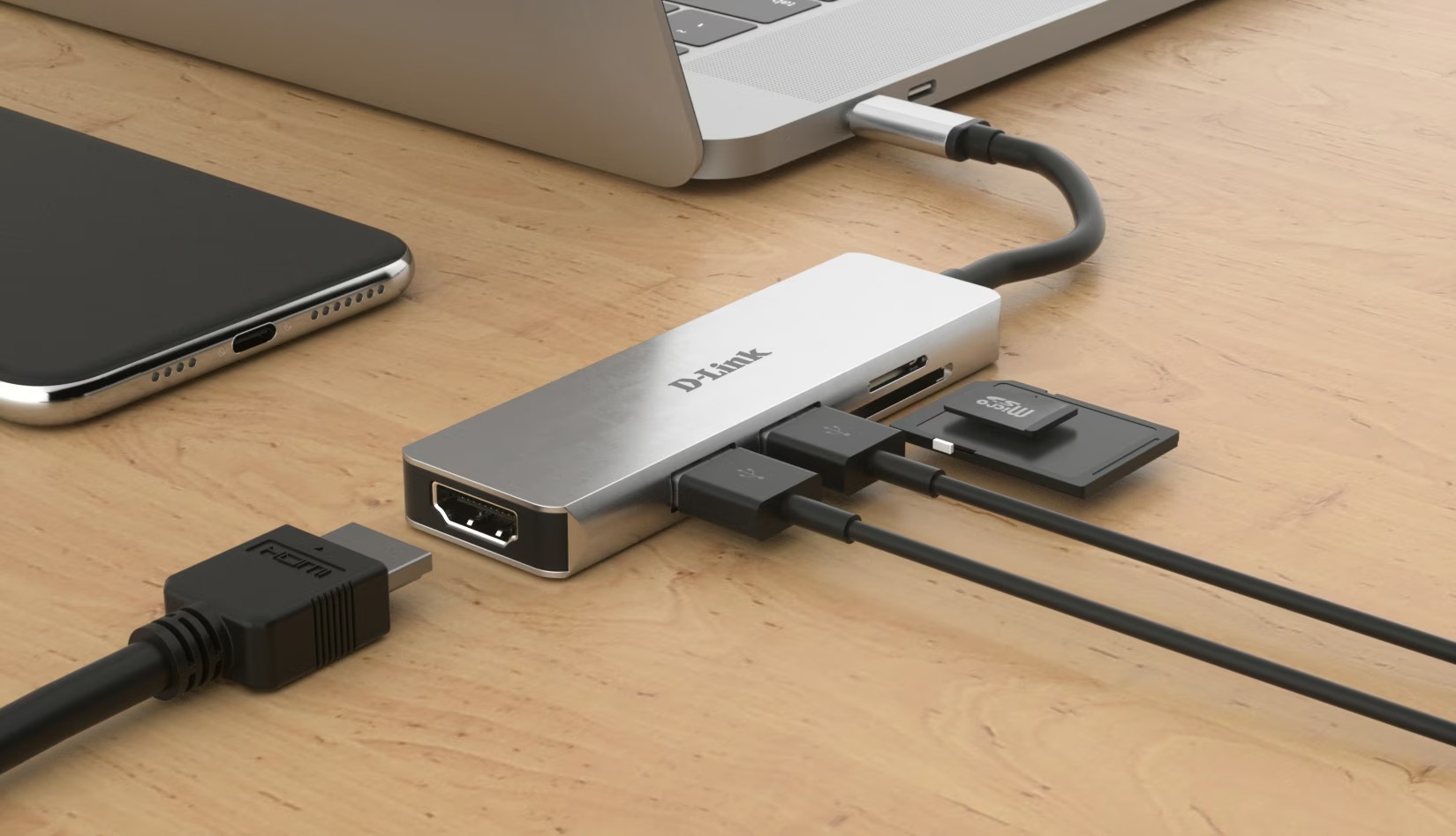 D-Link USB-C Hub with HDMI and SD/microSD 4