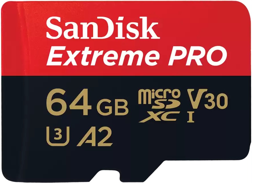 SanDisk Extreme Pro microSD  64GB + SD-adapt.