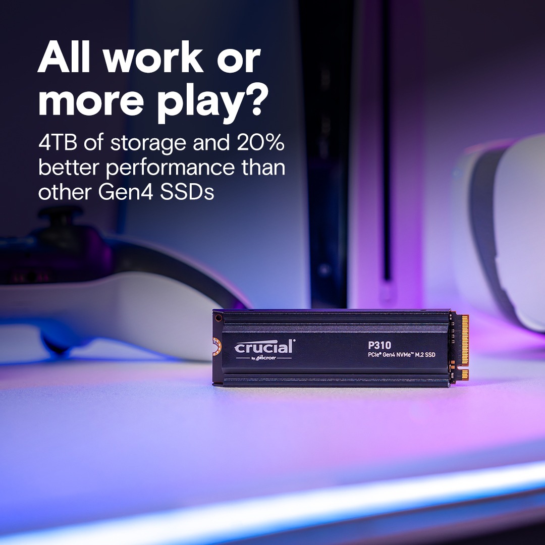 Crucial SSD P310 4TB PCie 4.0 NVMe w/Heatsink 3
